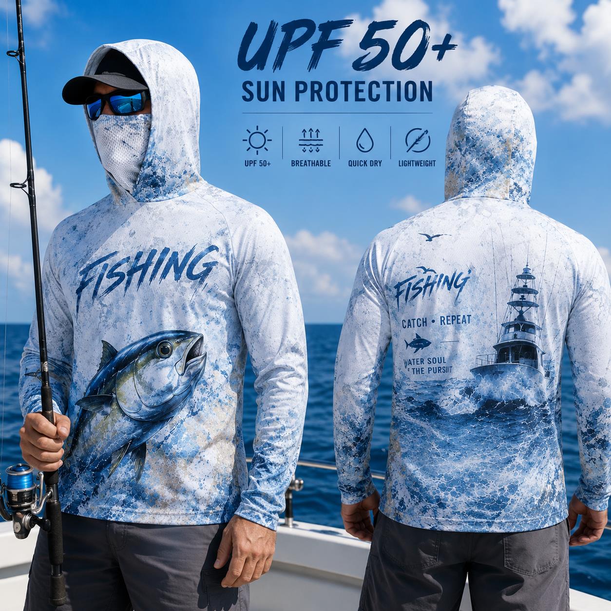 Fishing Hoodie Shirt Men Long  - огляд і ціна Fishing Hoodie