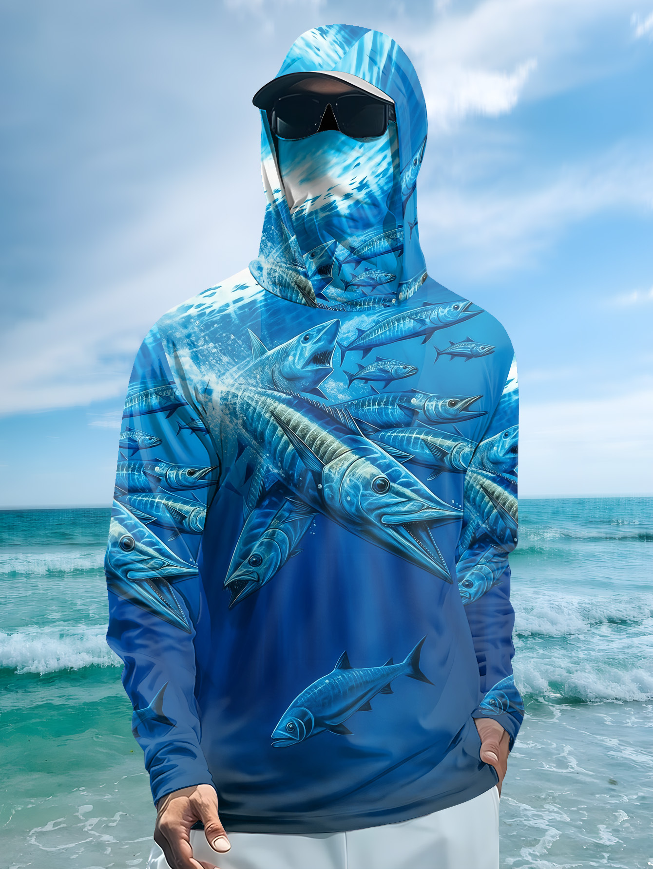 Men Hood Fishing Shirt long sl - огляд і ціна Fishing Shirt Uv Protection