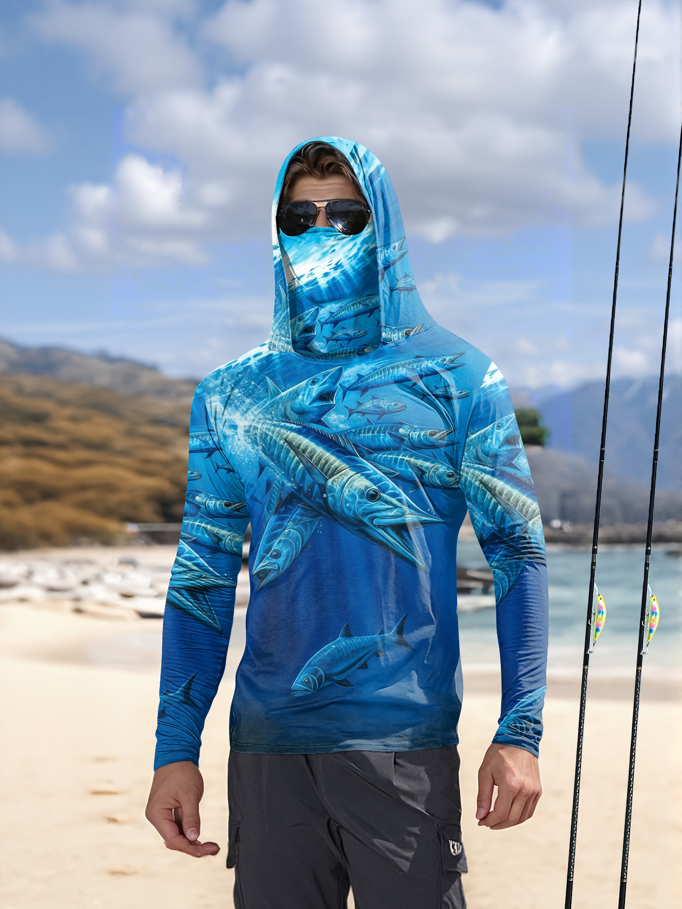 Men Hood Fishing Shirt long sl - огляд і ціна Fishing Shirt Uv Protection